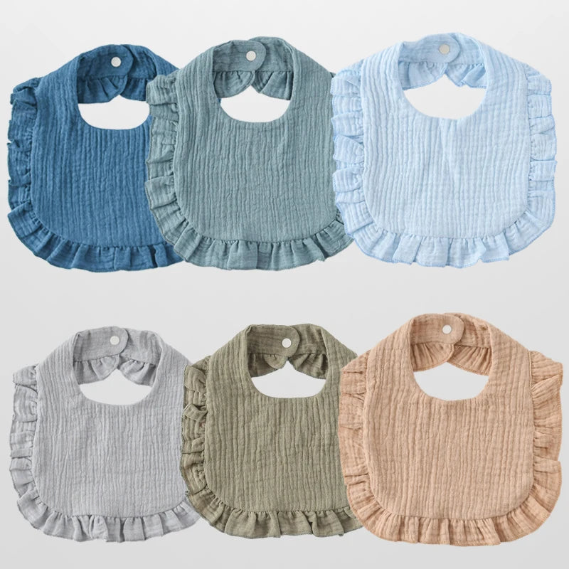 Ruffle Muslin Bibs